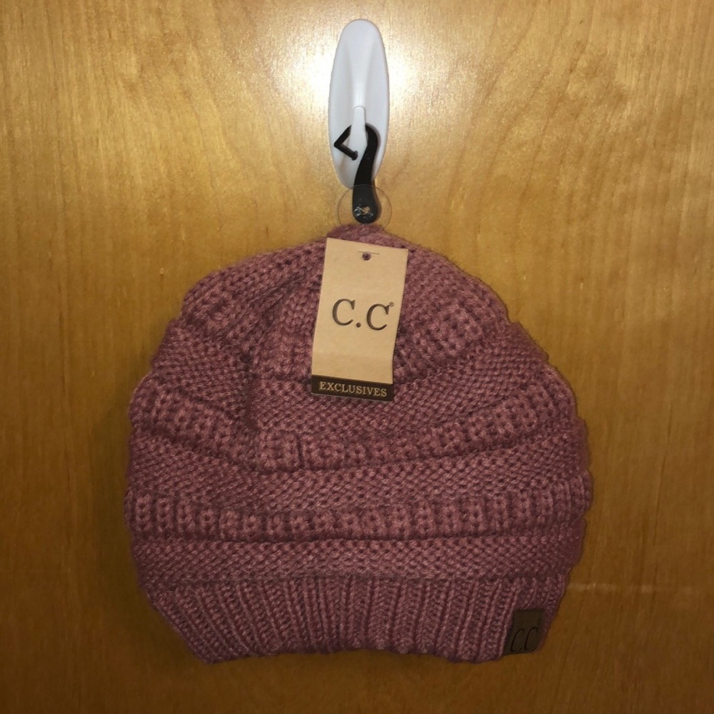 C.C. Women’s Beanie Hat Winter Warm Mauve Pink